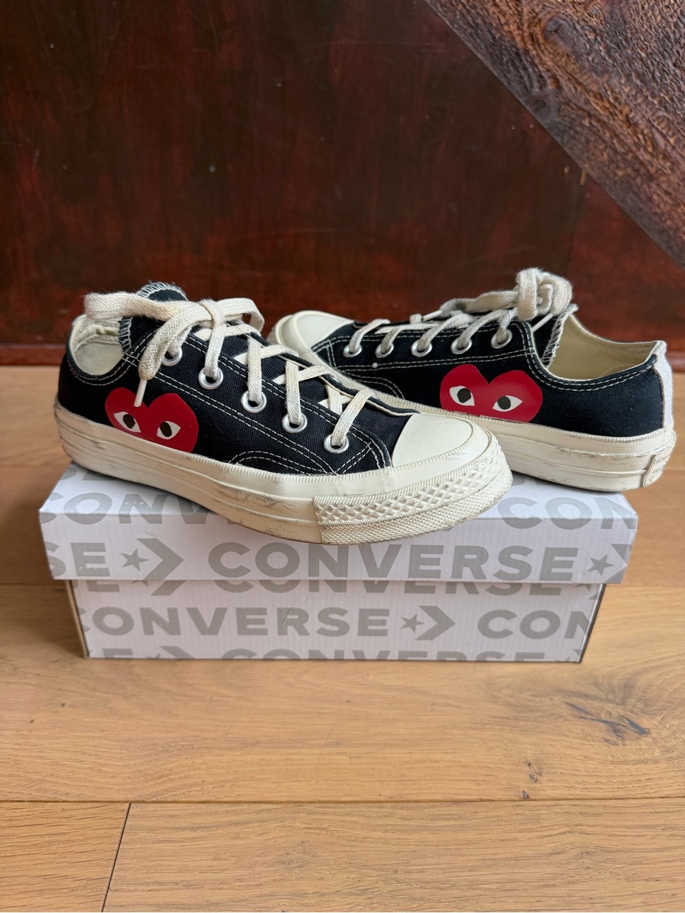 Converse Chuck 70 Comme des Garçons PLAY Low Top Black Red Hearts Men 3 Women 5